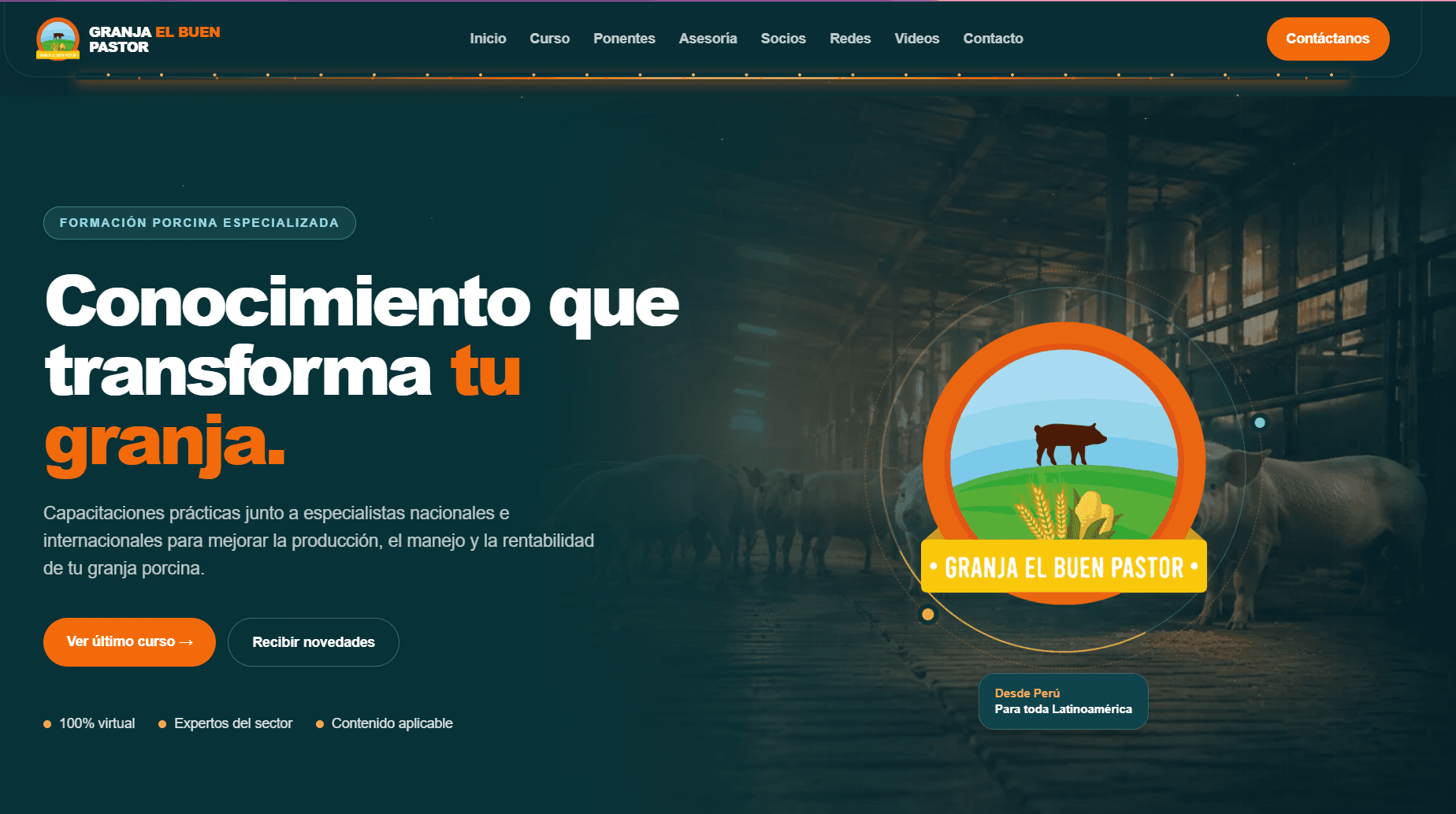 Página principal del sitio web de Granja El Buen Pastor
